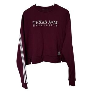 Adidas Texas A&M Women's Cropped Crew Sweater Maroon XL Long Sleeve Casual Comfy